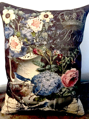 Blue Birds and Flowers Accent Pillow - BELLAVINTAGEHOME