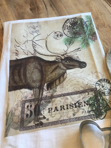 Tea Towel- Caribou - BELLAVINTAGEHOME