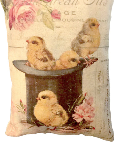 Chicks with Top Hat Accent Pillow - BELLAVINTAGEHOME