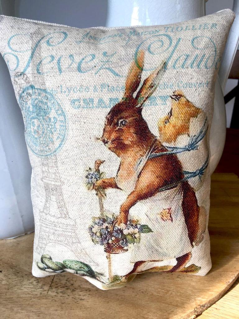 Paris Rabbit Accent Pillow - BELLAVINTAGEHOME