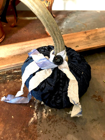Denim Pumpkin Black Embossed - BELLAVINTAGEHOME