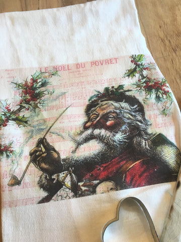 Tea Towel- Santa - BELLAVINTAGEHOME