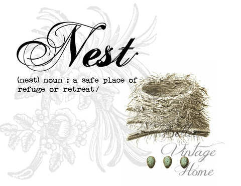Nest &  Egg Print,  Pillow, Note Cards, Tea Towel, Digital Download - BELLAVINTAGEHOME