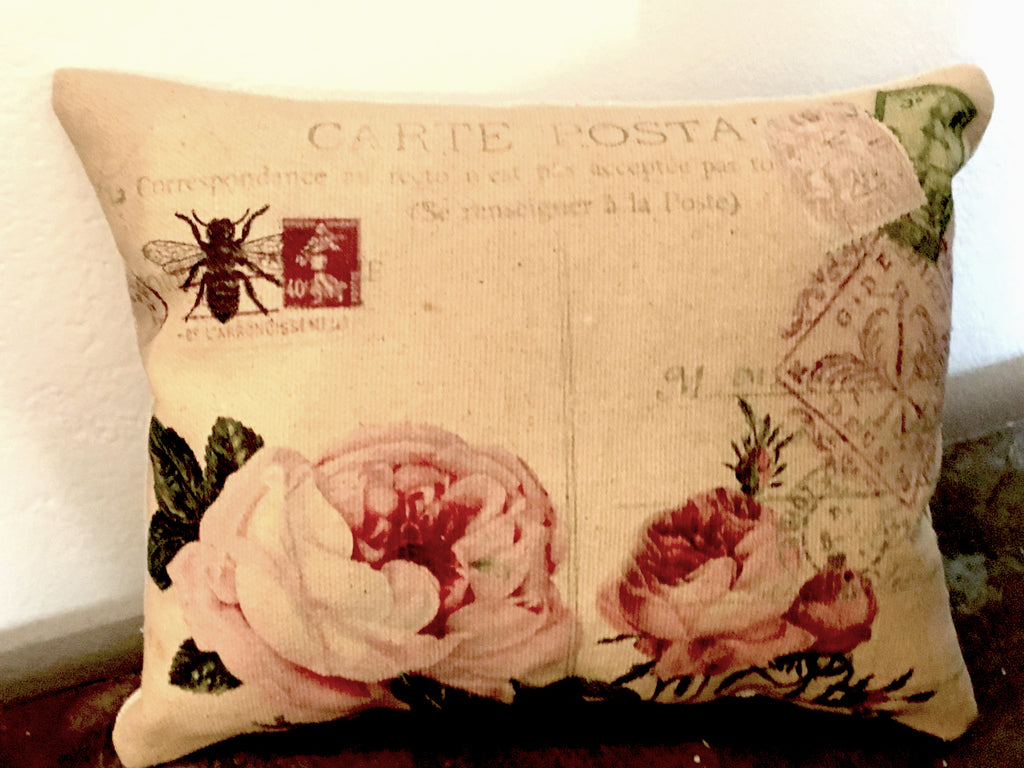 Pink Roses Accent Pillow - BELLAVINTAGEHOME