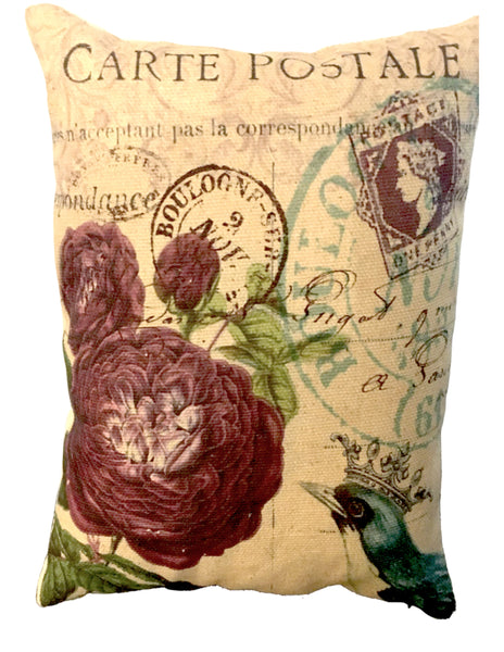 Botanical Purple  Roses Carte Postale Print,  Pillow, Note Cards, Tea Towel, Digital Download - BELLAVINTAGEHOME