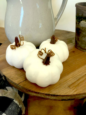 Mini White Pumpkins set of 3 - BELLAVINTAGEHOME