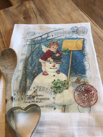 Tea Towel-Snowman - BELLAVINTAGEHOME