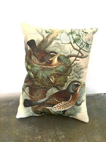Birds with Nest Accent Pillow - BELLAVINTAGEHOME